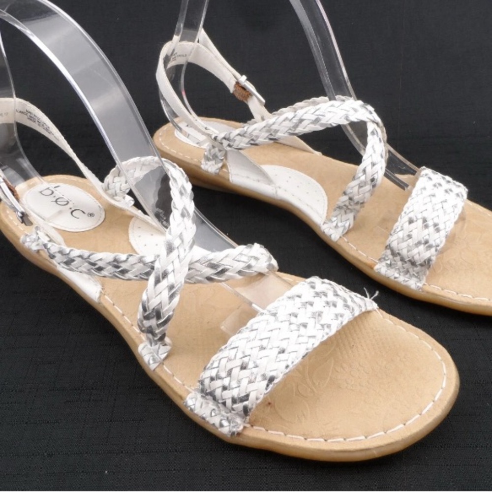 boc Women's Braided Sandals in White and Tan
